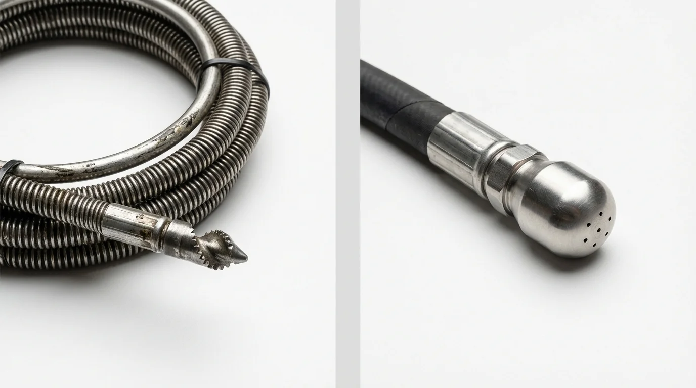 Drain snake cable and hydro jetting nozzle used for drain cleaning in Mechanicsville, VA